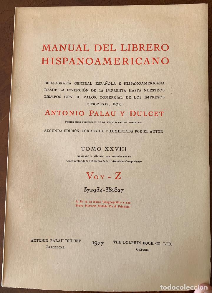 Libros: Manual del librero hispanoamericano - PALAU Y DULCET ANTONIO - Foto 3