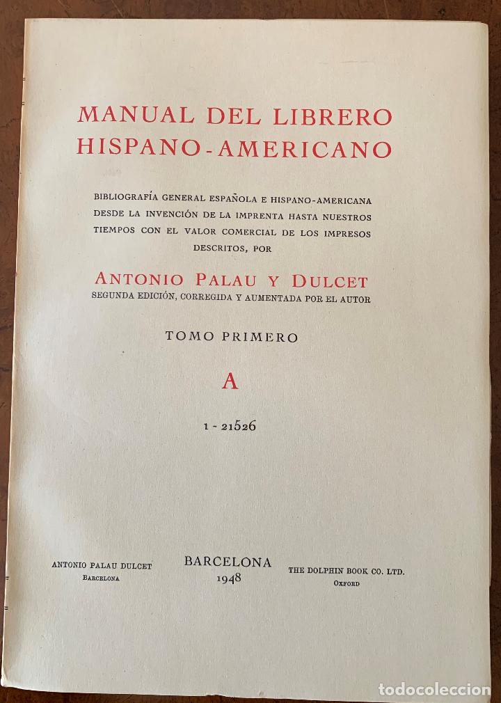Libros: Manual del librero hispanoamericano - PALAU Y DULCET ANTONIO - Foto 1