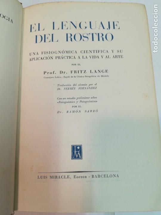 Libros: DR. FRITZ LANGE El lenguaje del rostro SA6557 - Foto 2