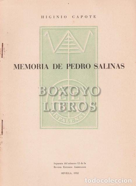 Libros: CAPOTE, Higinio. Memoria de Pedro Salinas - Foto 1