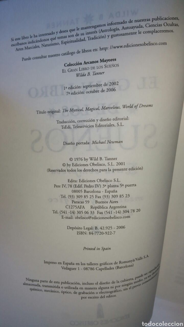 Libros: El gran libro de los sue&ntilde;os. Wilda B. Tanner, ediciones Obelisco 2006. - Foto 5