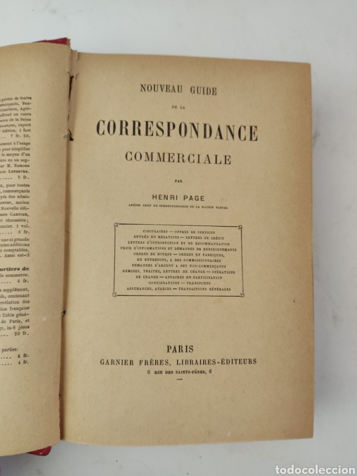 Libros: L-941 CORRESPONDANCE COMMERCIALE, HENRI PAGE - Foto 4