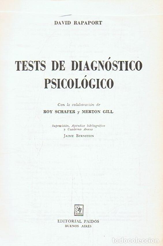 Libros: TEST DE DIAGN&Oacute;STICO PSICOL&Oacute;GICO. - Rapaport. David, - Foto 1
