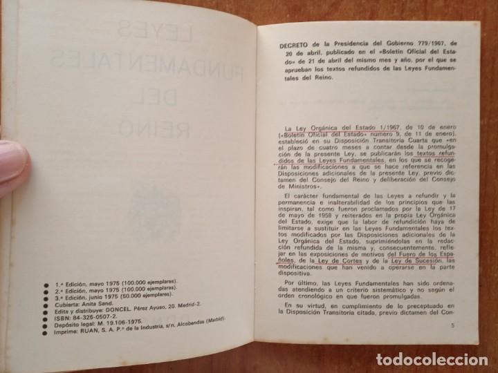 Libros: LEYES FUNDAMENTALES DEL REINO DONCEL 1975 - Foto 3
