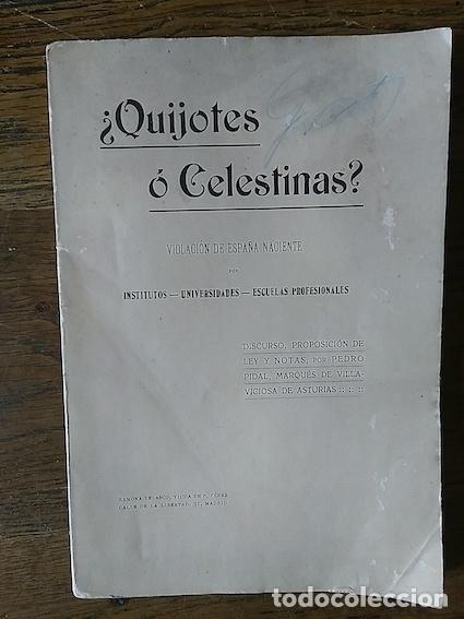 Libros: .- &iquest;QUIJOTES O CELESTINAS?. Violaci&oacute;n de Espa&ntilde;a naciente por institutos, universidades, escuelas pro
