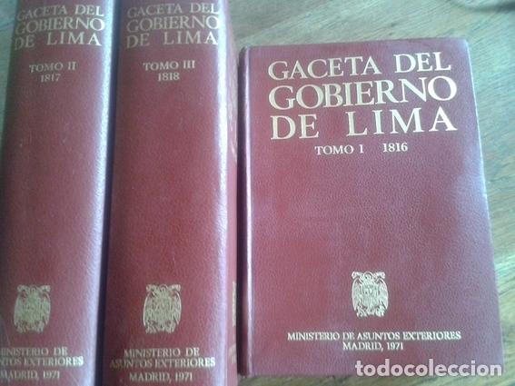 Libros: GACETA DEL GOBIERNO DE LIMA (3 TOMOS) - Edici&oacute;n y pr&oacute;logo de Jaime Delgado - Foto 1