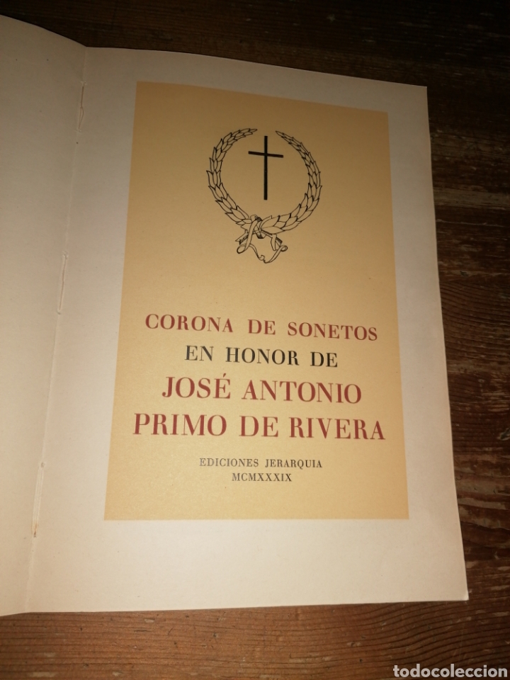 Libros: CORONA DE SONETOS EN HONOR DE JOS&Eacute; ANTONIO PRIMO DE RIVERA - Foto 3