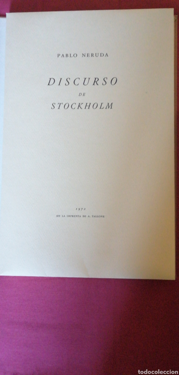 Libros: Pablo Neruda - Discurso de Stockholm - Foto 2