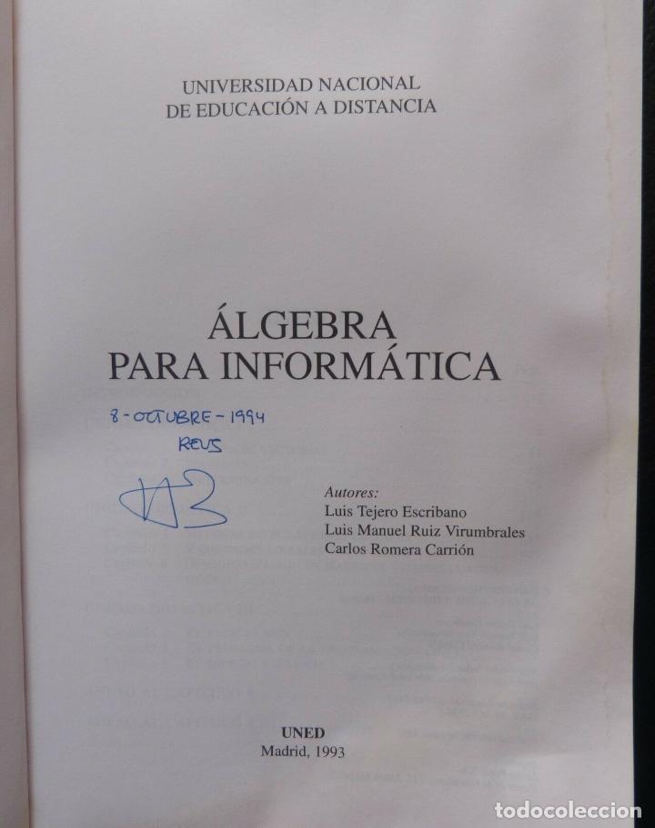 Libros: Libro ALGEBRA PARA INFORMATICA,UNED,MADRID,A&Ntilde;O 1993 - Foto 5