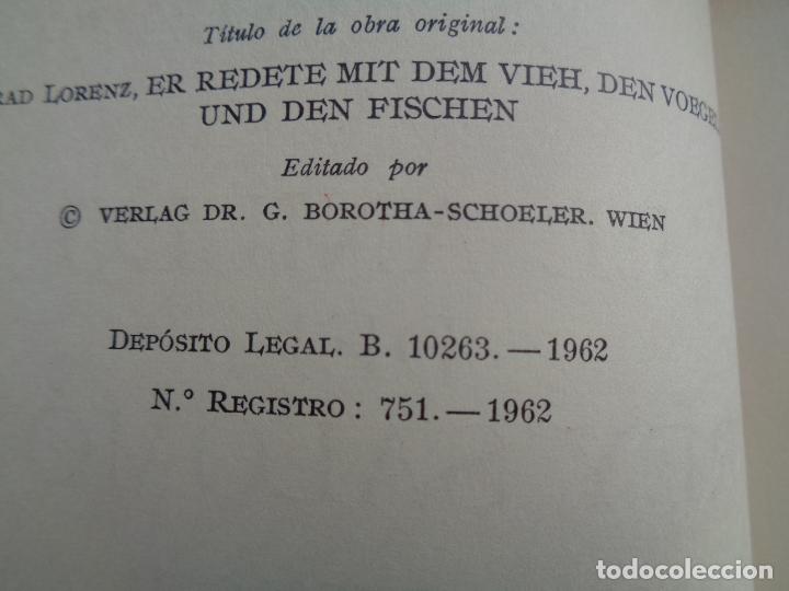 Libros: EL ANILLO DEL REY SALOM&Oacute;N, KONRAD LORENZ. 1962 - Foto 2