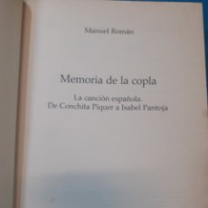 Libros: MEMORIA DE LA COPLA.LA CANCIÓN ESPAÑOLA.DE CONCHITA PIQUER A ISABEL PANTOJA - ROMAN,MANUEL