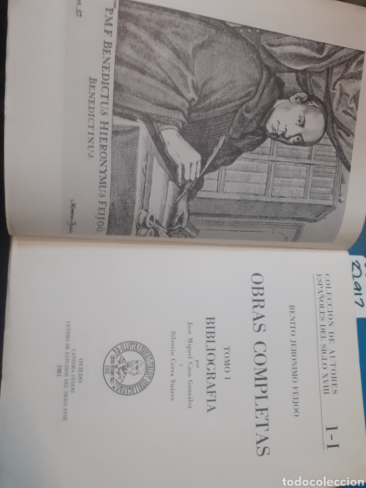 Libros: OBRAS COMPLETAS. Tomo 1. Bibliograf&iacute;a - FEIJOO,Benito Jeronimo - Foto 2