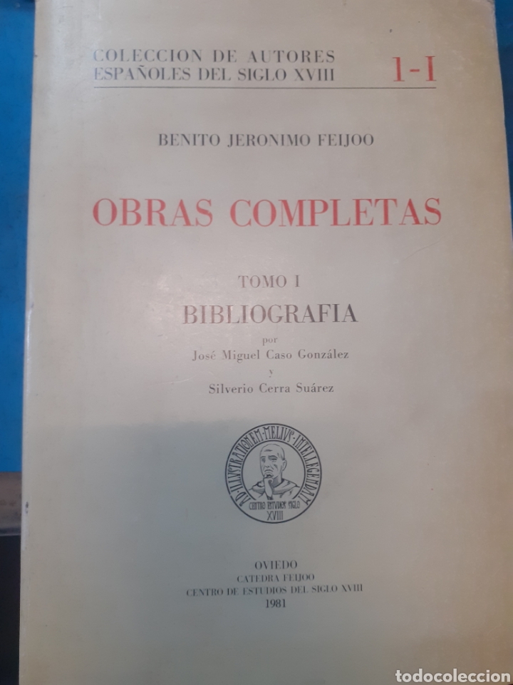 Libros: OBRAS COMPLETAS. Tomo 1. Bibliograf&iacute;a - FEIJOO,Benito Jeronimo - Foto 1