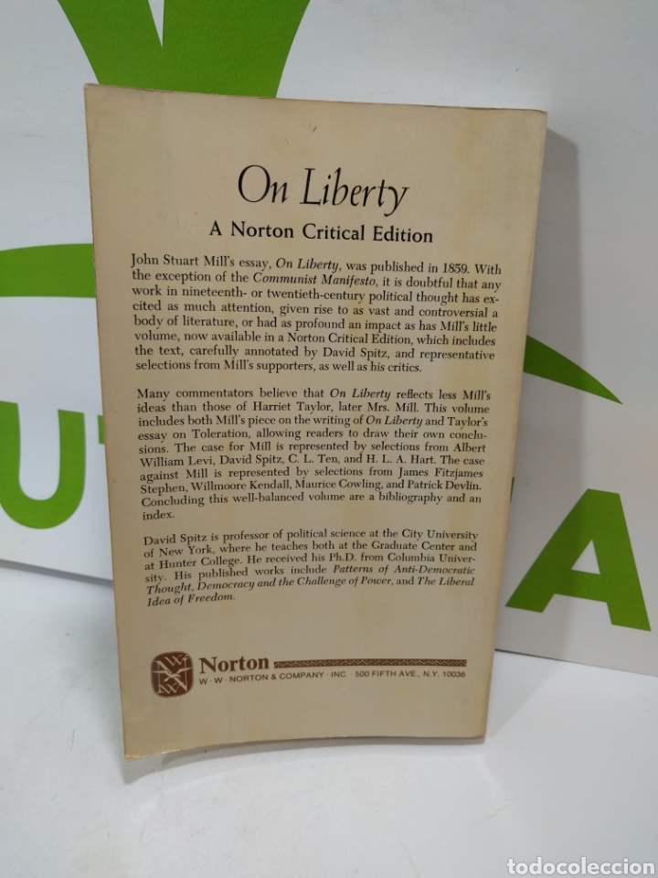 Libros: On Liberty. John Stuart Mill. A Norton Critical Edition. Edited By David Spitz. - Foto 3