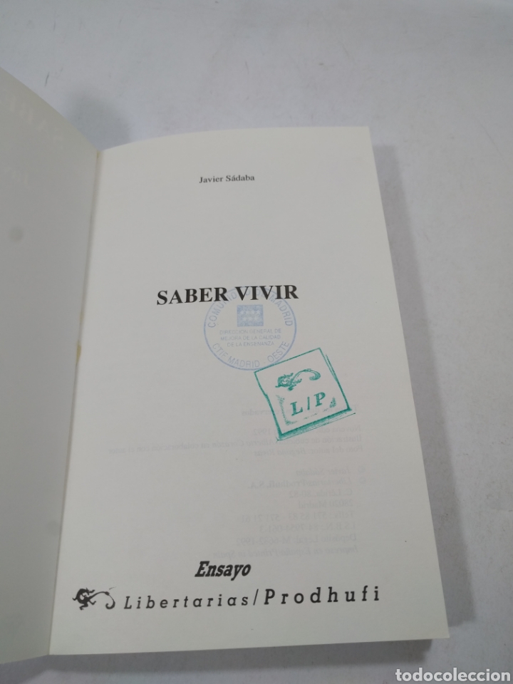 Libros: Saber vivir. Javier Sadaba. Ensayo. - Foto 2