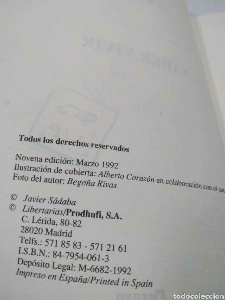 Libros: Saber vivir. Javier Sadaba. Ensayo. - Foto 3