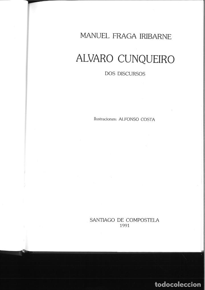 Libros: ALVARO CUNQUEIRO. DOS DISCURSOS. Manuel Fraga Iribarne - Foto 3