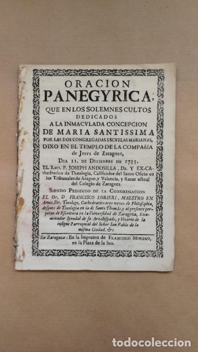 Libros: Oracion panegyrica que en los solemnes cultos dedicados a la Inmaculada Concepcion de Maria Santissi