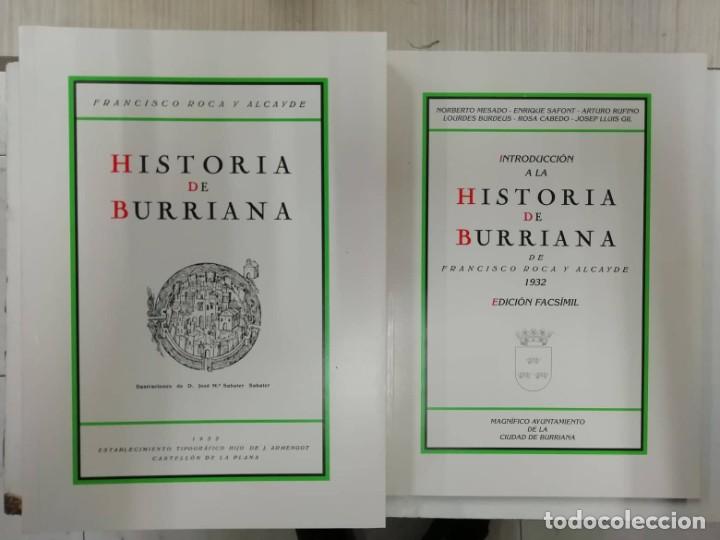 Libros: Introducci&oacute;n a la historia de Burriana e Historia de Burriana Francisco Roca y Alcayde Facs&iacute;mil caja