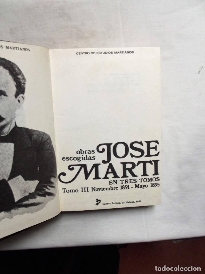 Libros: JOSE MARTI OBRAS ESCOGIDAS TOMO III - Foto 2