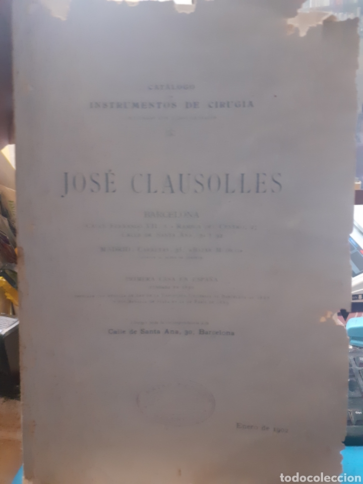 Livres: CATALOGO DE INSTRUMENTOS DE CIRUGIA. JOSE CLAUSOLLES BARCELONA. Ilustrado con 1200 grabados. A&ntilde;o 190
