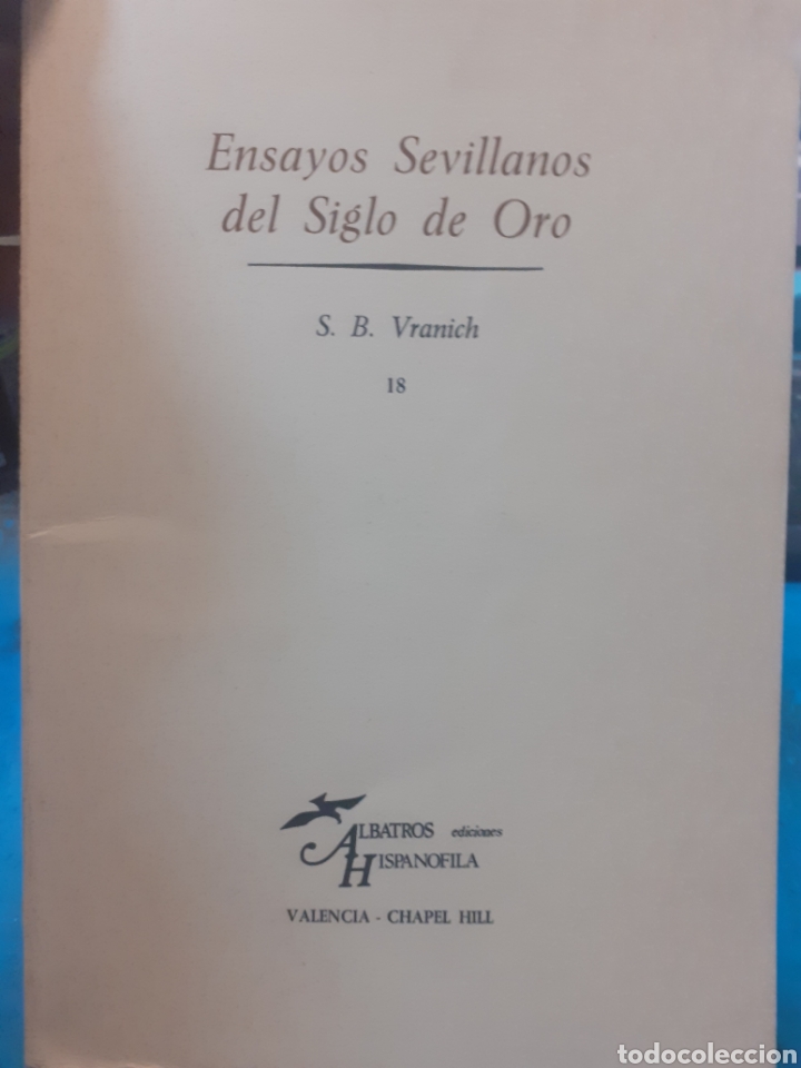 books: ENSAYOS SEVILLANOS DEL SIGLO DE ORO - VRANICH,S.B.