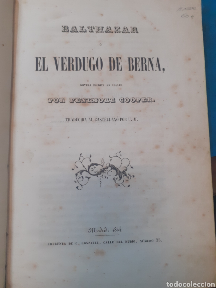 Libros: BALTHAZAR O EL VERDUGO DE BERNA - COOPER,Fenimore - Foto 1
