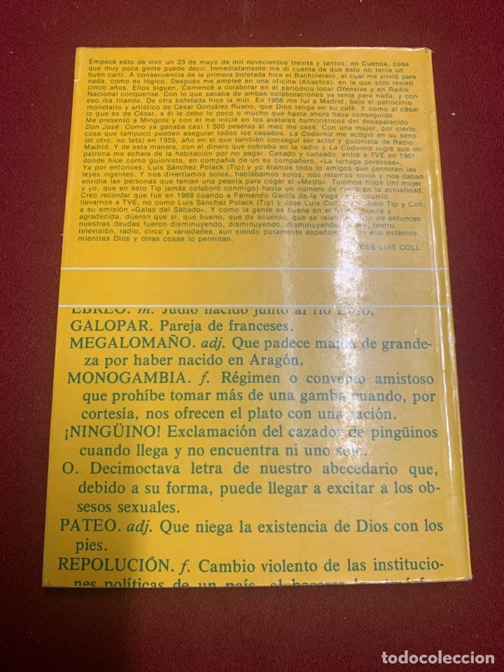 Libros: El diccionario de Coll. Jos&eacute; Luis Coll. Pr&oacute;logo de Camilo Jos&eacute; Cela. - Foto 2