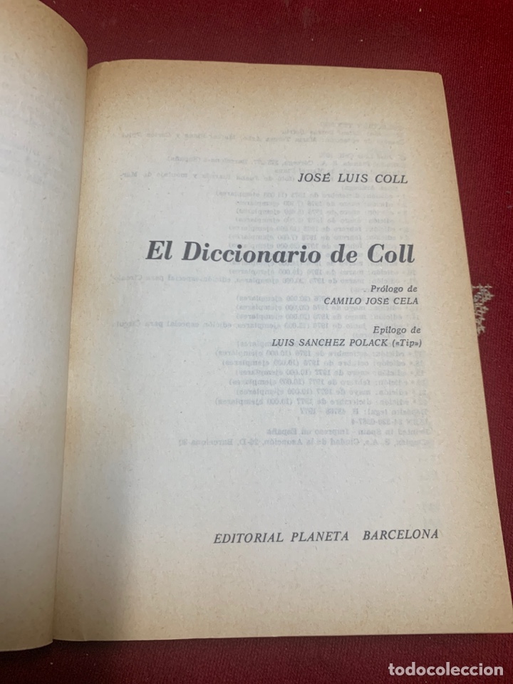 Libros: El diccionario de Coll. Jos&eacute; Luis Coll. Pr&oacute;logo de Camilo Jos&eacute; Cela. - Foto 4
