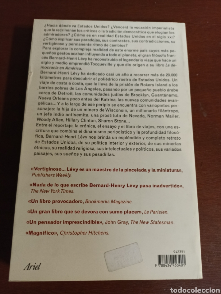 Libros: American v&eacute;rtigo,Bernard - Henry Levy, editorial Ariel - Foto 3