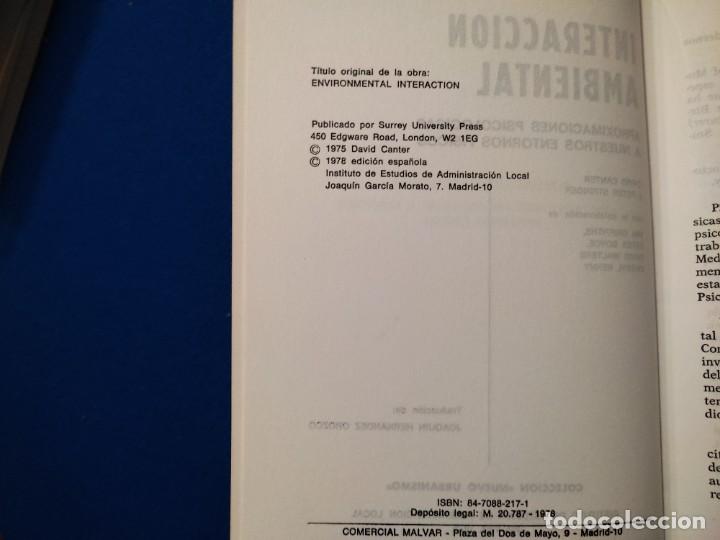 Libros: Interacci&oacute;n Ambiental David Canter y Peter Stringer Madrid 1978 - Foto 5