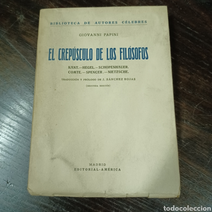 Libros: GIOVANNI PAPINI - EL CREPUSCULO DE LOS FILOSOFOS - Foto 1