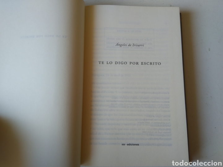 Libros: TE LO DIGO POR ESCRITO/&Aacute;NGELES IRISARRI - Foto 2