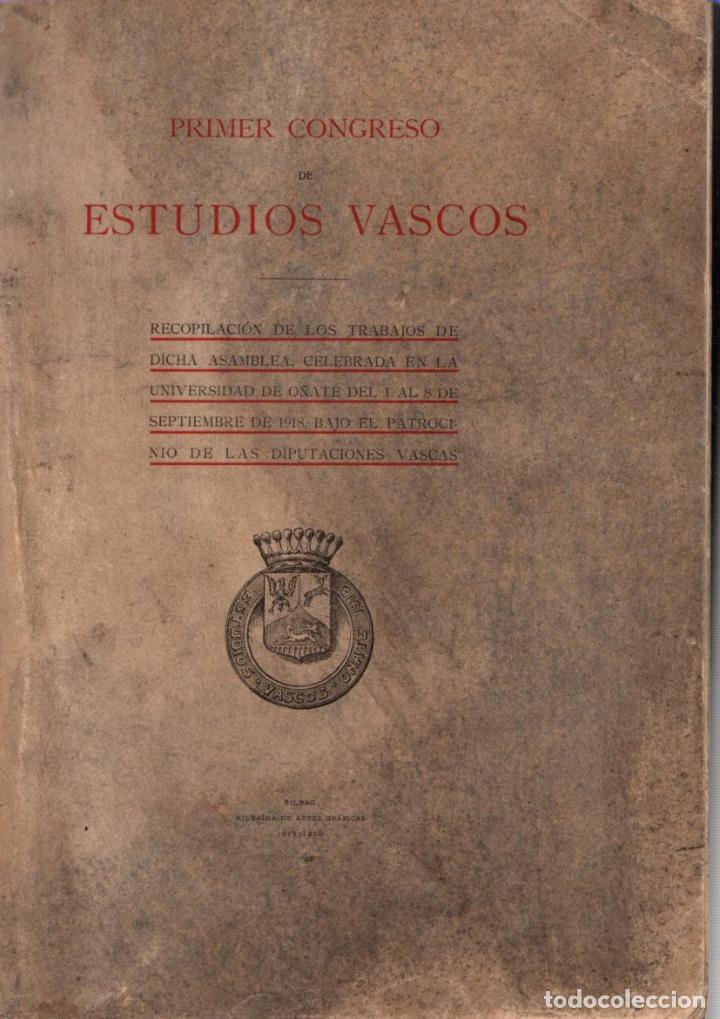 Libros: Primer Congreso de Estudios Vascos - NO CONSTA AUTOR - Foto 1