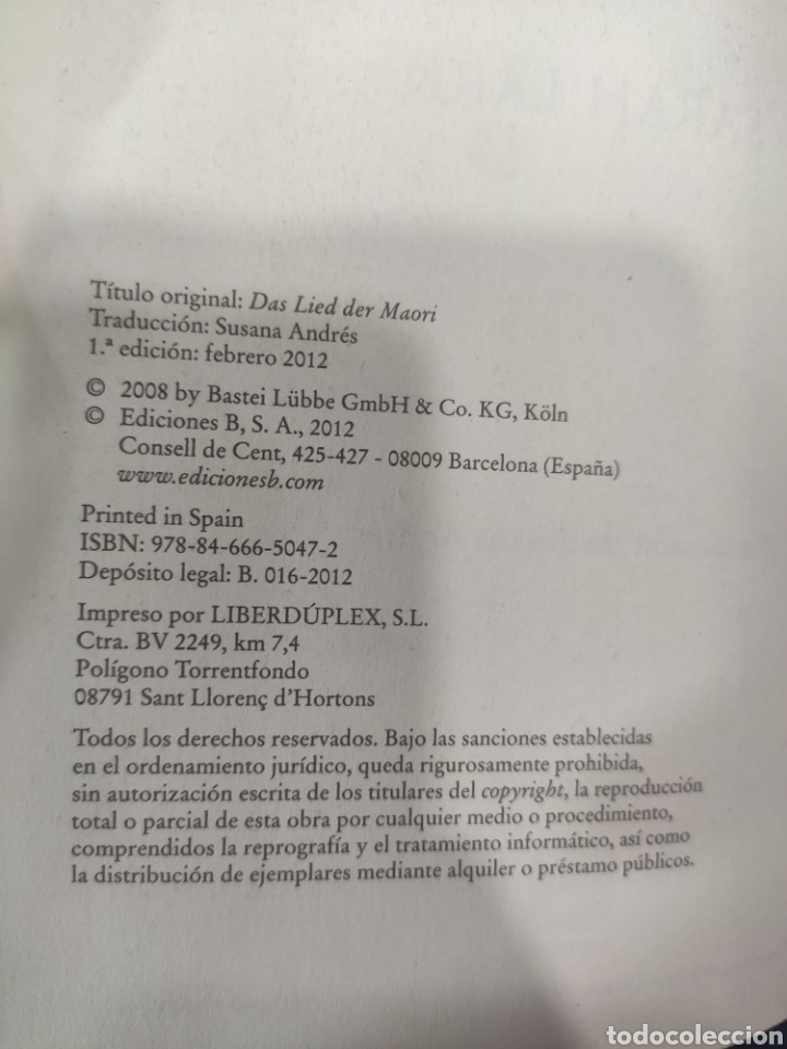 Libros: La Canci&oacute;n de los Maor&iacute;es. Sarah Lark - Foto 3