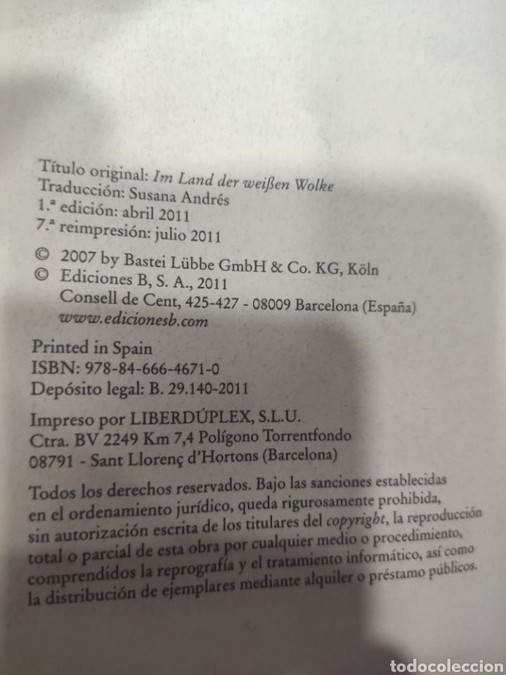 Libros: En El Pa&iacute;s de La Nube Blanca. Sarah Lark - Foto 3