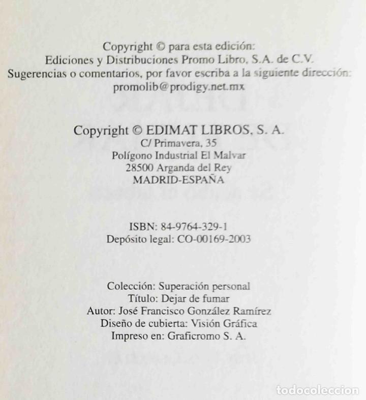 Libros: Dejar de fumar (Jos&eacute; Francisco Gonz&aacute;lez) Edimat 2003 - Foto 3