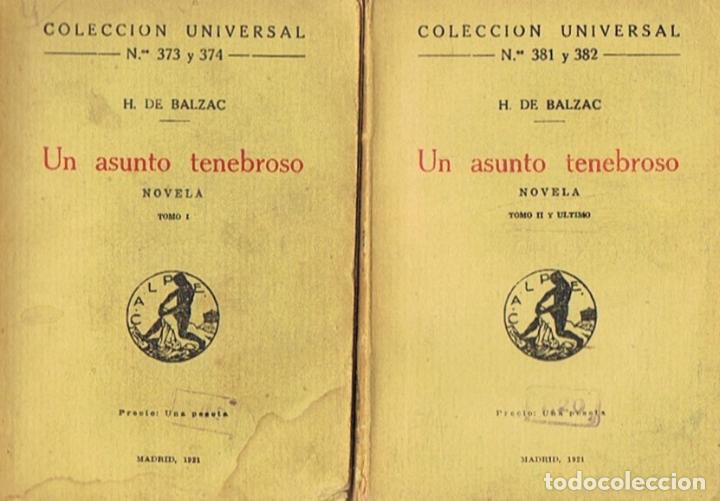 Libros: UN ASUNTO TENEBROSO. 2 Tomos. - Balzac. H. de, - Foto 1