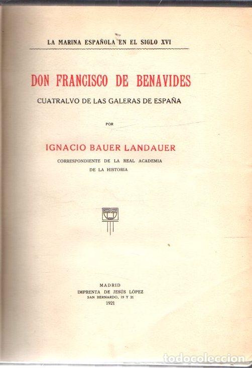 books: Don Francisco de Benavides. Cuatralvo de las galeras de Espa&ntilde;a - Bauer Landauer, Ignacio