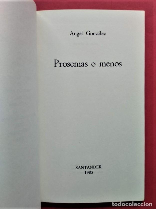 Libros: PROSEMAS O MENOS. - GONZ&Aacute;LEZ, Angel. - Foto 2