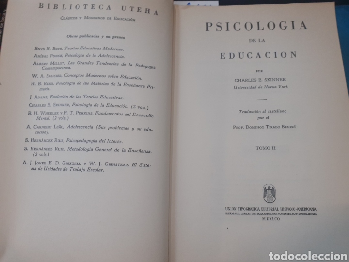 Libros: PSICOLOGIA DE LA EDUCACION. Los 2 tomos. Completo - SKINNER,Charles E. - Foto 6