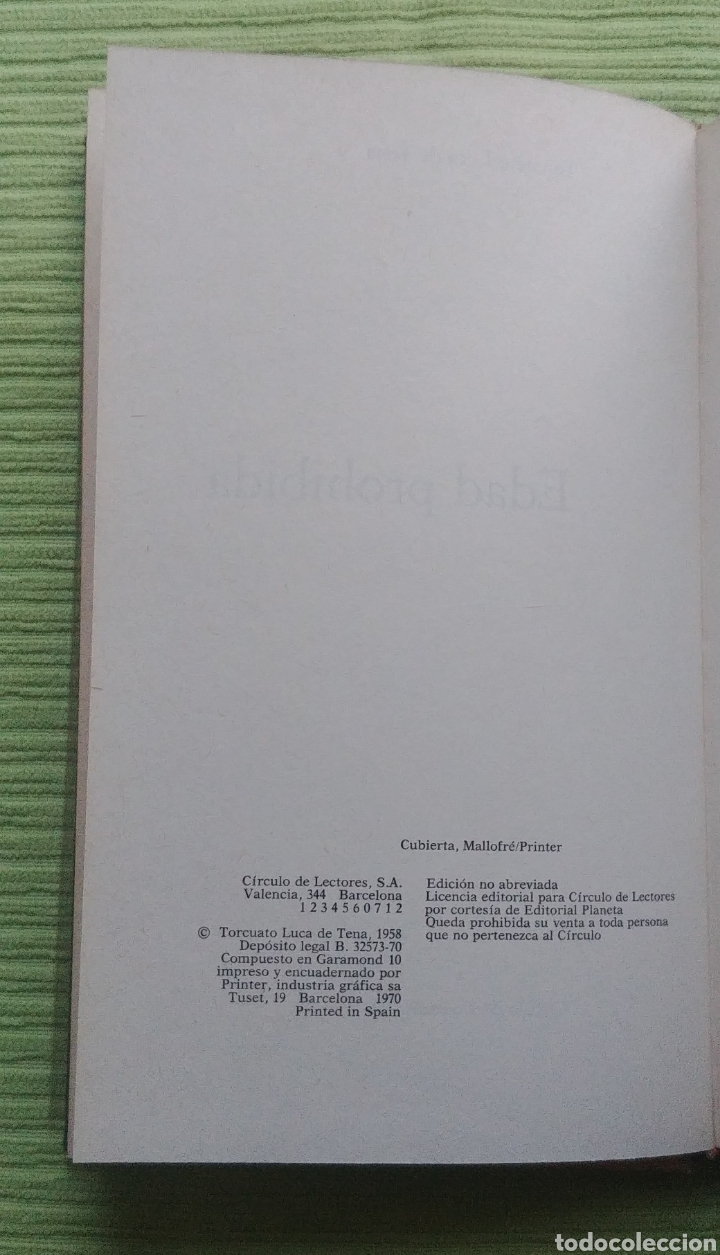 Libros: EDAD PROHIBIDA. TORCUATO LUCA DE TENA - Foto 4