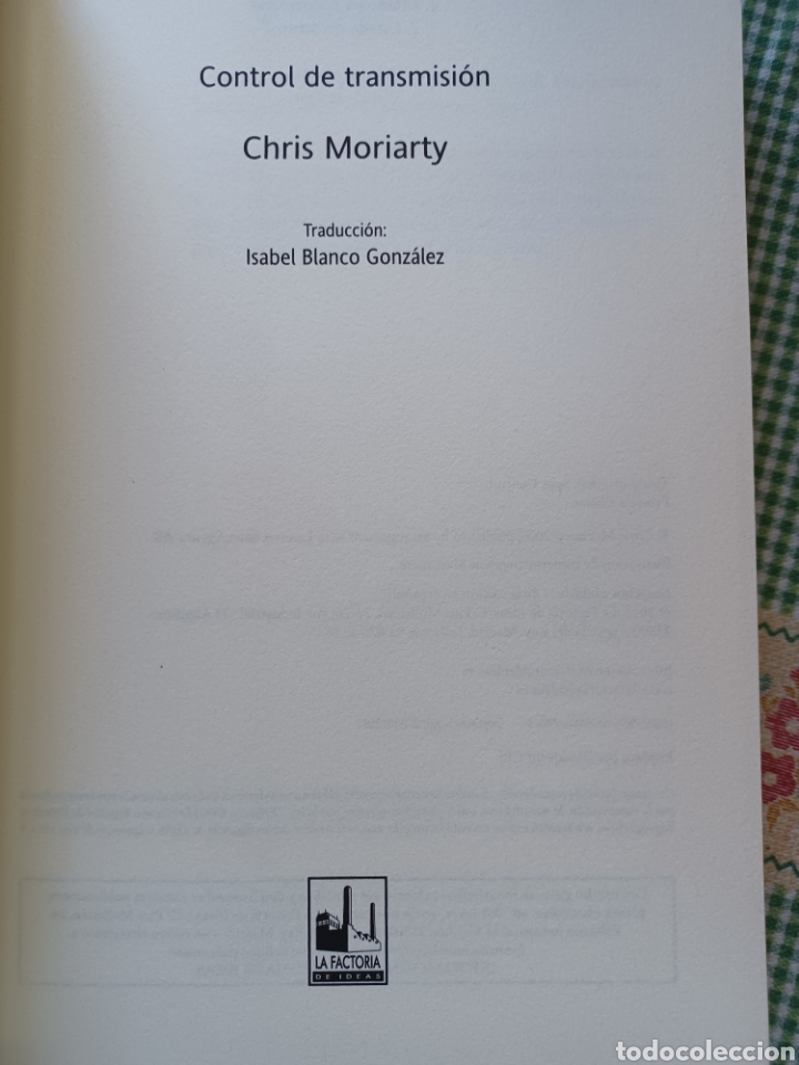 Libros: Barybook 308. Control de transmisi&oacute;n Chris Moriarty - Foto 3