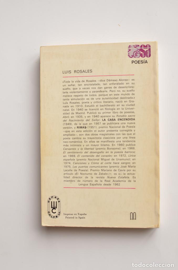 Libros: Rimas y La Casa Encendida - ROSALES, Luis - Foto 5