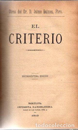 Libros: El criterio - Balmes, Jaime - Foto 1