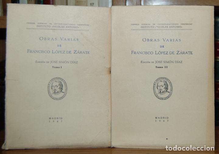Libros: OBRAS VARIAS. Edici&oacute;n de Jos&eacute; Sim&oacute;n D&iacute;az - LOPEZ DE ZARATE, Francisco - Foto 1