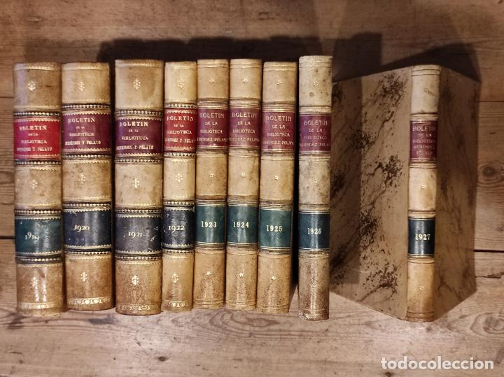 Livres: BOLET&Iacute;N DE LA BIBLIOTECA MEN&Eacute;NDEZ Y PELAYO. A&ntilde;os 1919 a 1927. 8 tomos -