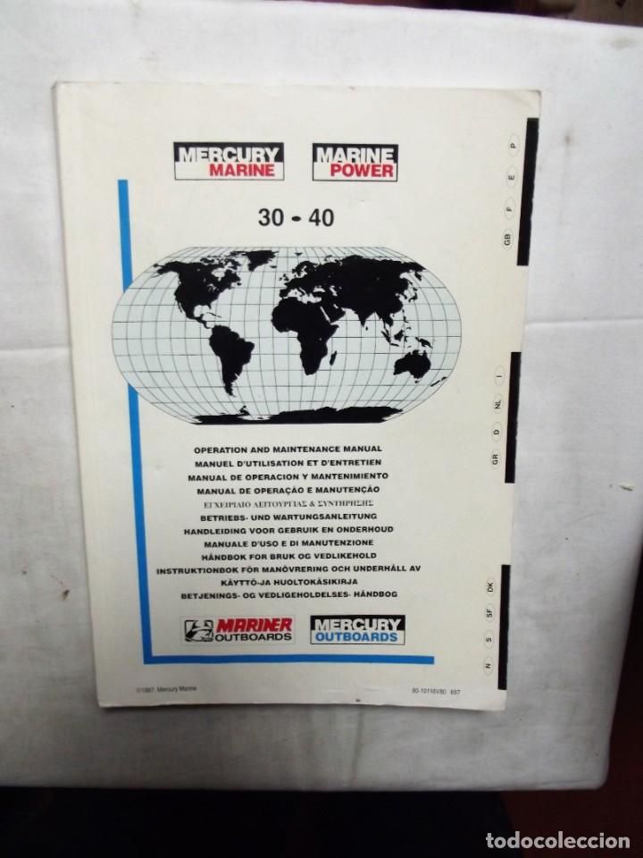 Libros: MERCURY MARINE 30 - 40 MANUAL DE OPERACION Y MANENIMIENTO