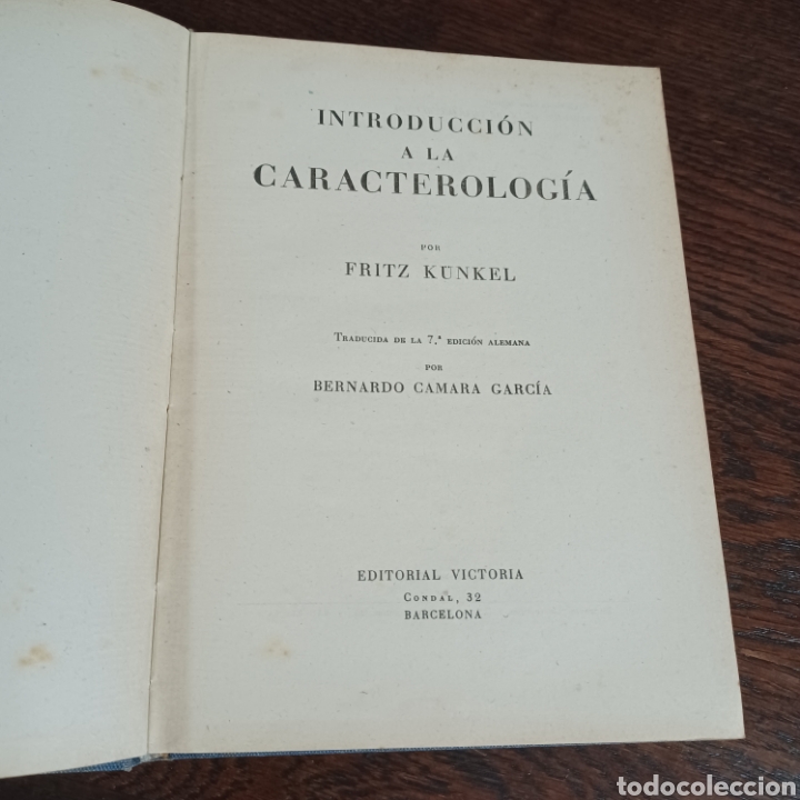 Libros: INTRODUCCION A LA CARACTEROLOGIA - DR FRITZ KUNKEL - EDITORIAL VICTORIA - Foto 2