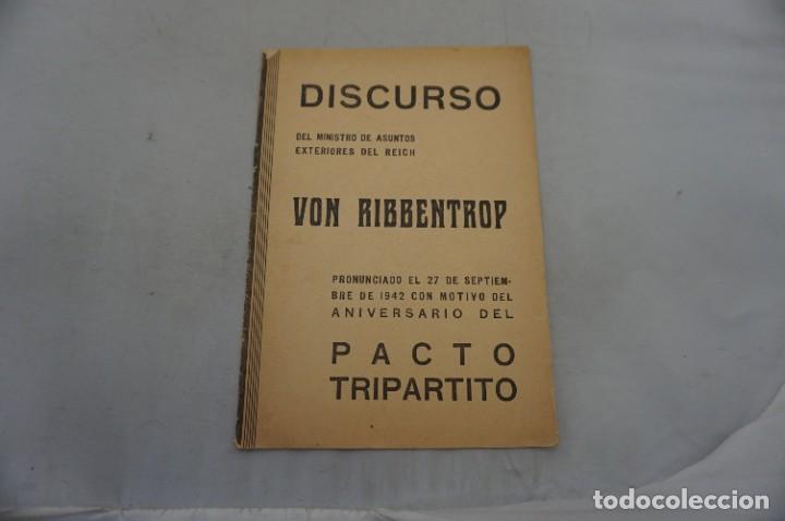 Libros: AT/ DISCURSO VON RIBBENTROP - ANIVERSARIO DEL PACTO TRIPARTITO SEPTIEMBRE 1942